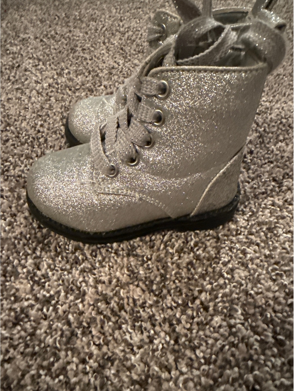 Toddler Silver Glitter Lace-Up Boots Size 5c